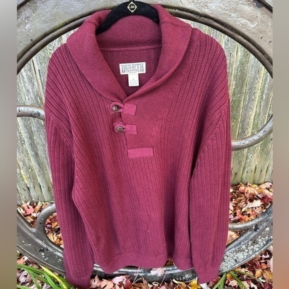 Duluth Trading Co.‎ Infantry Style High Neck Shawl Collar Pullover Sweater
